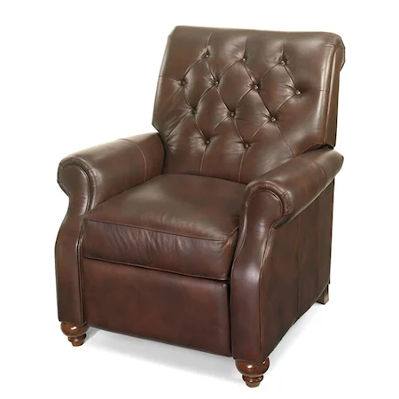 Leather Recliner with Rolled Arms and Tufted Back